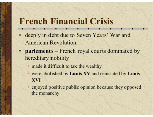French Financial Crisis • American Revolution