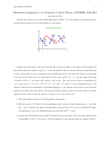 Homework Assignment 1 in Geometric Control Theory, MATH666, Fall 2013
