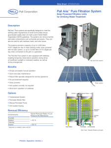Pall Aria Pure Filtration System Solar Powered Filtration Units for Drinking Water Treatment