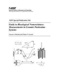 Guide to Rheological Nomenclature: Measurements in Ceramic Particulate Systems NIST Special Publication 946