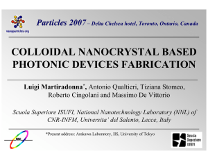 COLLOIDAL NANOCRYSTAL BASED PHOTONIC DEVICES FABRICATION Particles 2007 Luigi Martiradonna