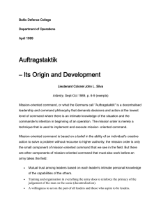Auftragstaktik – Its Origin and Development