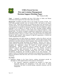 USDA Forest Service Fire and Aviation Management Decision Support Briefing Paper
