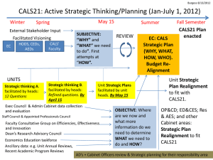 CALS21: Active Strategic Thinking/Planning (Jan-July 1, 2012) CALS21 Plan enacted EC: CALS