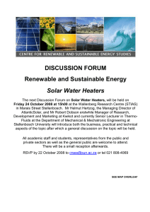 DISCUSSION FORUM Renewable and Sustainable Energy Solar Water Heaters