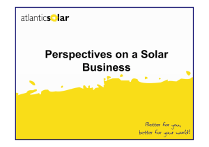 Perspectives on a Solar Business