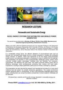 RESEARCH LECTURE  Renewable and Sustainable Energy