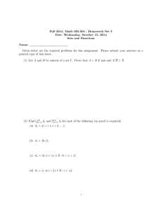 Fall 2014, Math 302.504 - Homework Set 5 Sets and Functions Name: