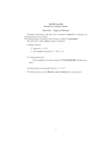 MATH 141-501 Section 5.1 Lecture Notes Overview - Types of Interest