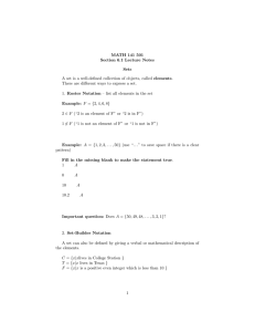 MATH 141 501 Section 6.1 Lecture Notes Sets