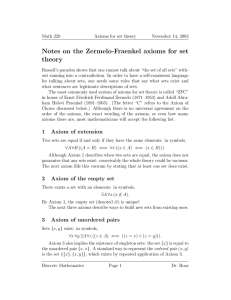 Notes on the Zermelo-Fraenkel axioms for set theory