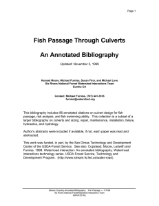 Fish Passage Through Culverts An Annotated Bibliography  Updated: November 5, 1999