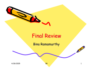 Final Review Bina Ramamurthy 4/28/2005 BR