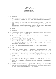 Math 220 Exam 1 Sample Problems Solutions Guide September 22, 2003