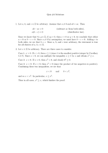 Quiz #4 Solutions ab − ac = 0