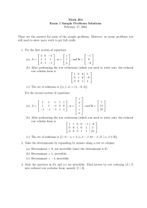 Math 304 Exam 1 Sample Problems Solutions February 17, 2004