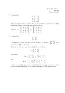 Quiz #2 &amp; Solutions Math 304 February 12, 2003 1. [10 points] Let
