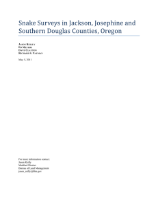 Snake	Surveys	in	Jackson,	Josephine	and Southern	Douglas	Counties,	Oregon  