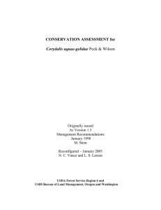 CONSERVATION ASSESSMENT for Corydalis aquae-gelidae