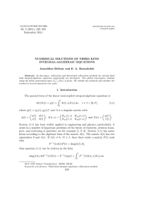 63, 3 (2011), 223–233 September 2011 NUMERICAL SOLUTIONS OF THIRD KIND INTEGRAL-ALGEBRAIC EQUATIONS
