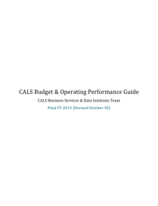 CALS Budget &amp; Operating Performance Guide