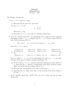 Math 627 Homework #4 November 7, 2014 Due Monday, November 24