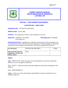 FOREST SERVICE MANUAL WHITE MOUNTAIN NF (REGION 9) LACONIA, NH