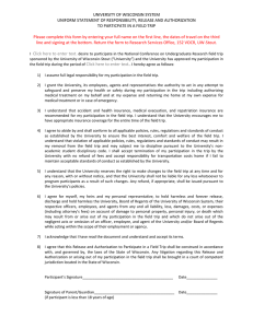 UNIVERSITY OF WISCONSIN SYSTEM UNIFORM STATEMENT OF RESPONSIBILITY, RELEASE AND AUTHORIZATION