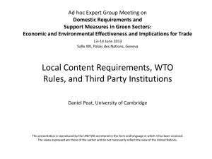 Ad hoc Expert Group Meeting on Domestic Requirements and