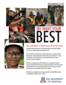 BEST WE WANT YOUR The Lowell Master of Engineering in Mineral Resources