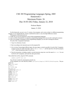 CSE 305 Programming Languages Spring, 2005 Homework 1 Maximum Points: 26