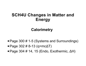 SCH4U Changes in Matter and Energy Calorimetry