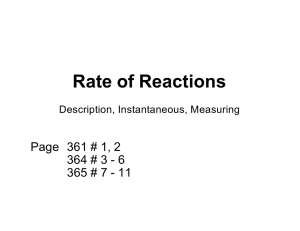 Rate of Reactions Page  361 # 1, 2
