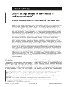 Climate change effects on native fauna of northeastern forests REVIEW / SYNTHE`SE 1