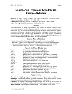 Engineering Hydrology &amp; Hydraulics Example Syllabus  Content