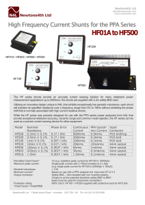 HF01A to HF500 High Frequency Current Shunts for the PPA Series