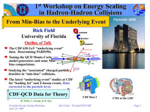 1 Workshop on Energy Scaling in Hadron-Hadron Collisions