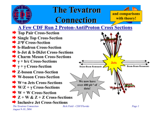 The Tevatron Connection  A Few CDF Run 2 Proton-AntiProton Cross Sections