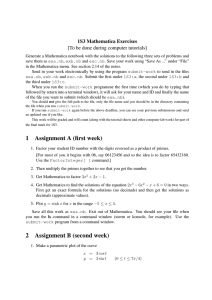 1S3 Mathematica Exercises [To be done during computer tutorials]