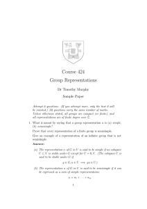 Course 424 Group Representations Dr Timothy Murphy Sample Paper