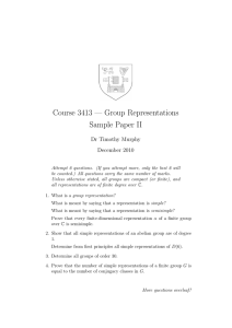 Course 3413 — Group Representations Sample Paper II Dr Timothy Murphy December 2010