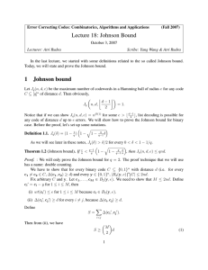 Lecture 18: Johnson Bound