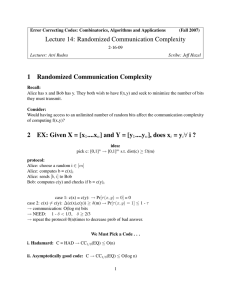Lecture 14: Randomized Communication Complexity