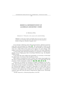 RESIDUAL REPRESENTATION OF ALGEBRAIC-GEOMETRIC CODES by Reinhold H¨ ubl
