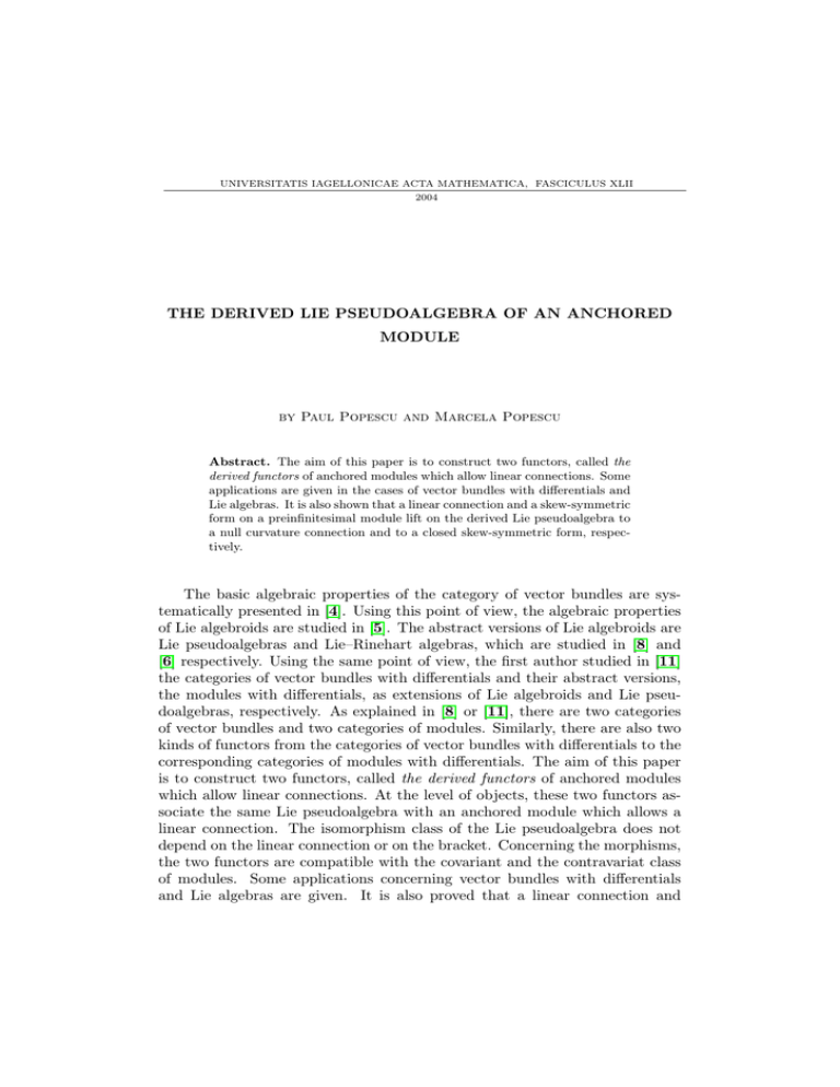 THE DERIVED LIE PSEUDOALGEBRA OF AN ANCHORED MODULE