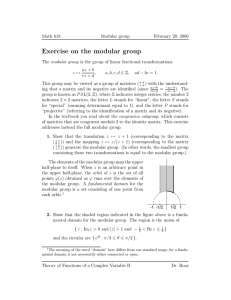 Exercise on the modular group