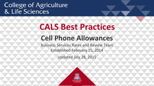 CALS Best Practices Cell Phone Allowances Business Services Rates and Review Team