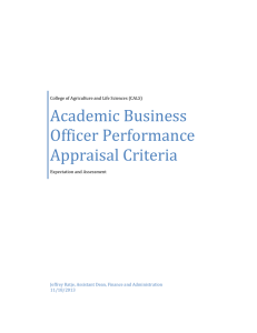 Academic	Business Officer	Performance Appraisal	Criteria