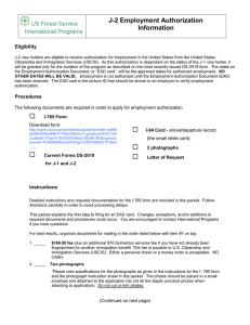 J-2 Employment Authorization Information US Forest Service International Programs