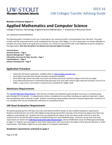 Applied Mathematics and Computer Science    2015‐16 UW Colleges Transfer Advising Guide 